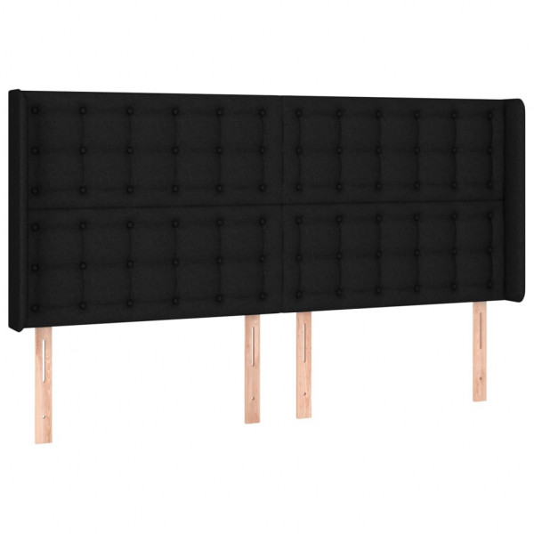 Cabeceira de cama c/ luzes LED tecido 203x16x118/128 cm preto M 3
