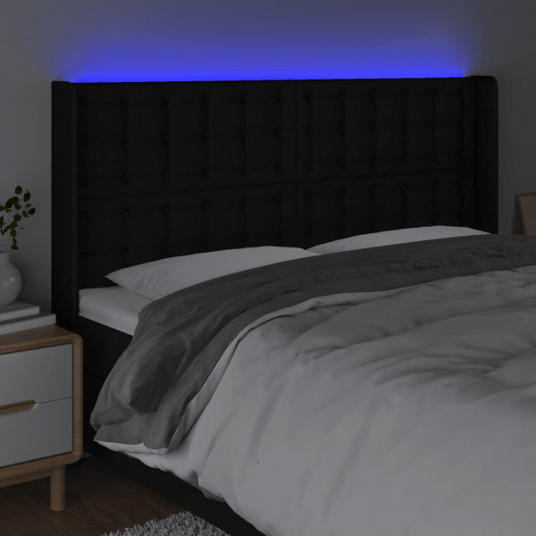 Cabecero con LED de tela negro 203x16x118/128 cm M 4
