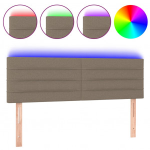 Cabecero con LED de tela gris taupe 144x5x78/88 cm H