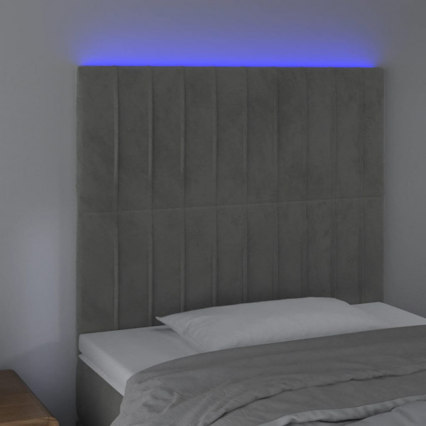 Cabecero con luces LED terciopelo gris claro 80x5x118/128 cm M 3