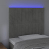 Cabecero con luces LED terciopelo gris claro 80x5x118/128 cm 3