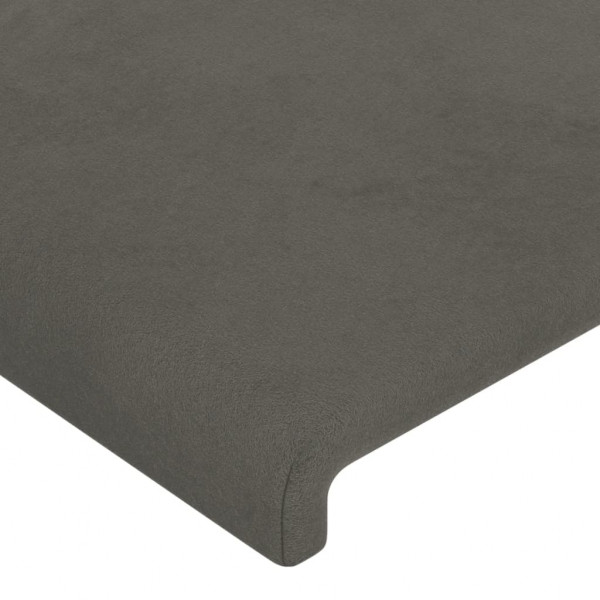 Cabeceira cama c/ luzes LED veludo 203x16x78/88cm cinza-escuro M 5