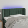 Cabecero con LED de terciopelo verde oscuro 93x16x78/88 cm 1
