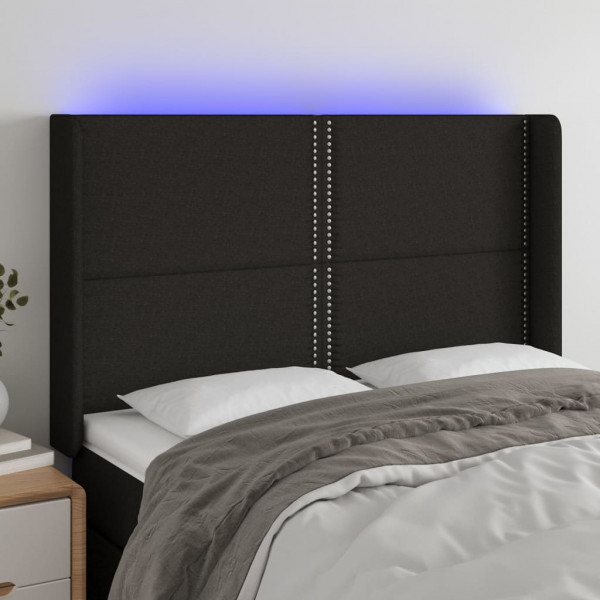 Cabecero con LED de tela negro 147x16x118/128 cm D