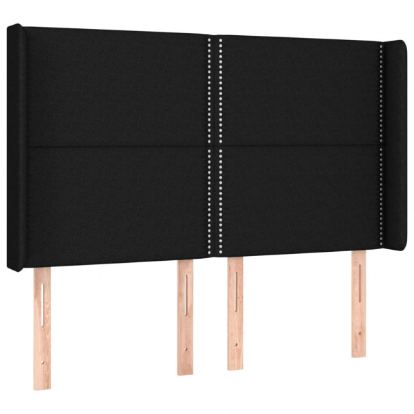 Cabeceira de cama c/ luzes LED tecido 147x16x118/128 cm preto M 3