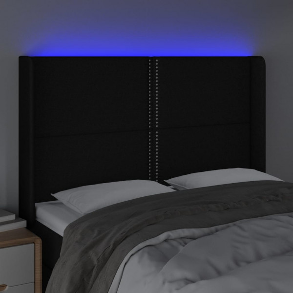 Cabecero con LED de tela negro 147x16x118/128 cm M 4