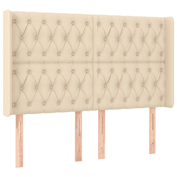 Cabeceira cama c/ luzes LED tecido 163x16x118/128 cm cor creme M 3