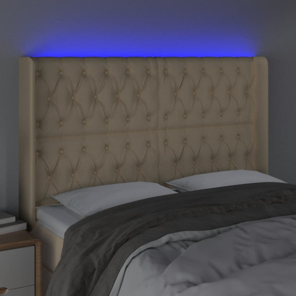 Cabecero con LED de tela color crema 163x16x118/128 cm M 4