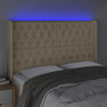 Cabeceira cama c/ luzes LED tecido 163x16x118/128 cm cor creme 4