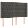 Cabeceira de cama c/ LED veludo 163x16x118/128 cm cinza-escuro 3