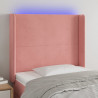 Cabecero con LED de terciopelo rosa 103x16x118/128 cm 1