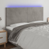 Cabecero con luces LED terciopelo gris claro 160x5x118/128 cm 1