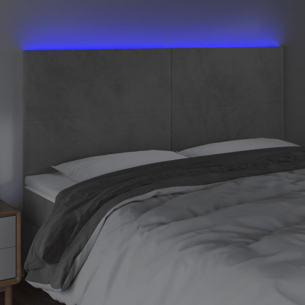 Cabecero con luces LED terciopelo gris claro 160x5x118/128 cm M 3