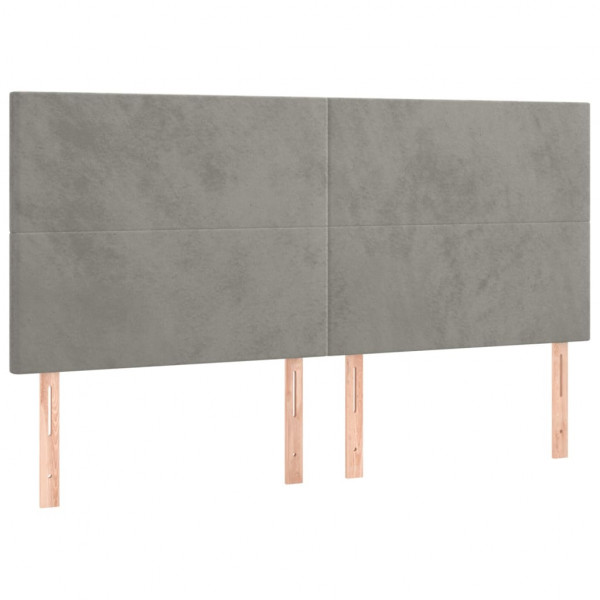 Cabecero con luces LED terciopelo gris claro 160x5x118/128 cm M 4
