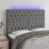 Cabecero con luces LED tela gris oscuro 144x7x118/128 cm 1