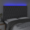 Cabeceira de cama c/ LED tecido 144x7x118/128 cm cinza-escuro 3