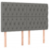 Cabeceira de cama c/ LED tecido 144x7x118/128 cm cinza-escuro 4
