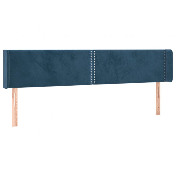 Cabeceira cama c/ luzes LED veludo 183x16x78/88 cm azul-escuro M 3