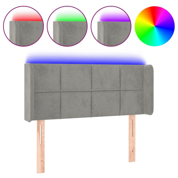 Cabeceira de cama c/ luzes LED veludo 83x16x78/88cm cinza-claro M 2