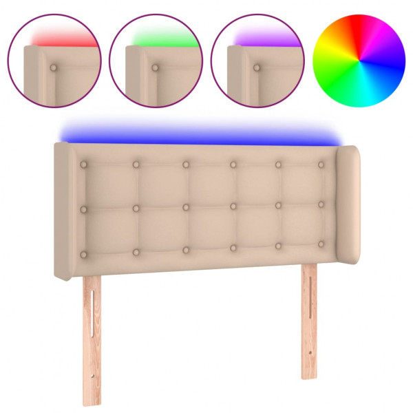 Cabecero con LED cuero sintético color capuchino 83x16x78/88 cm M 2