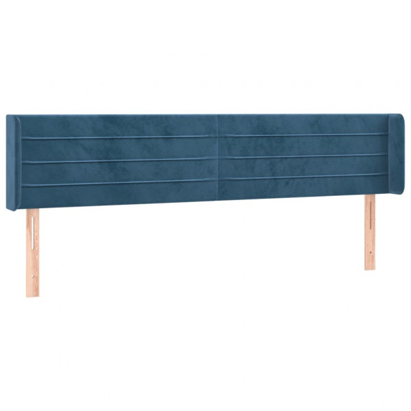 Cabeceira cama c/ luzes LED veludo 163x16x78/88 cm azul-escuro M 3