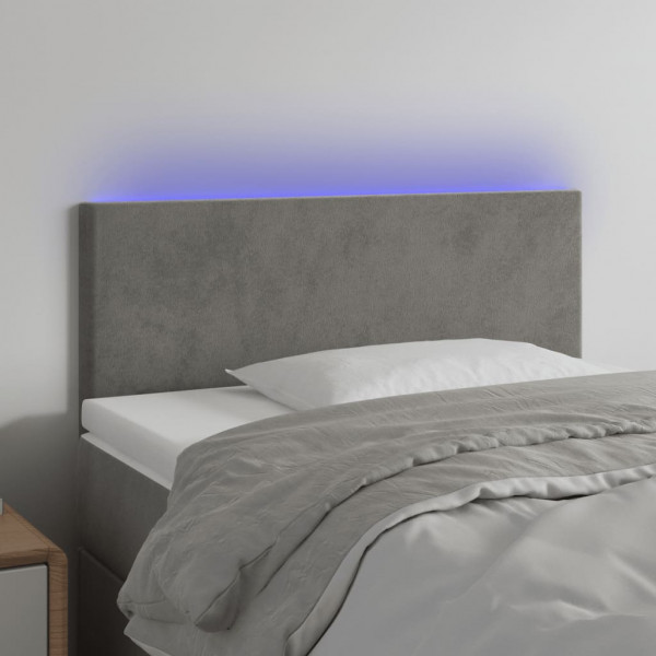 Cabecero con LED de terciopelo gris claro 80x5x78/88 cm D