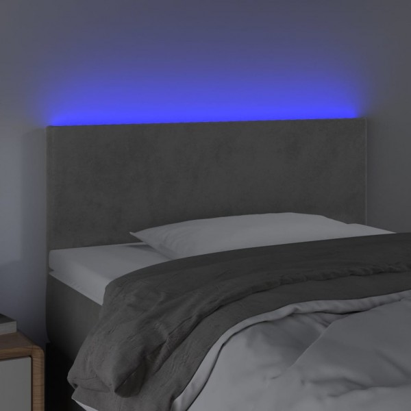 Cabeceira de cama c/ luzes LED veludo 80x5x78/88 cm cinza-claro M 3