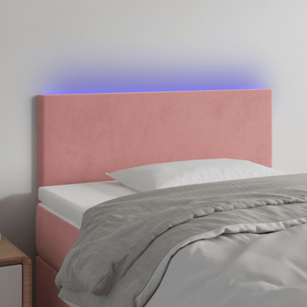 Cabecero con LED de terciopelo rosa 80x5x78/88 cm D