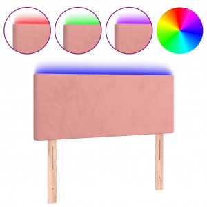 Cabecero con LED de terciopelo rosa 90x5x78/88 cm H