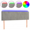 Cabeceira de cama c/luzes LED veludo 144x5x78/88 cm cinza-claro 2
