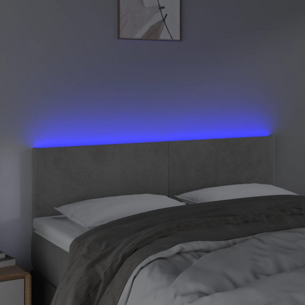 Cabecero con LED de terciopelo gris claro 144x5x78/88 cm M 3