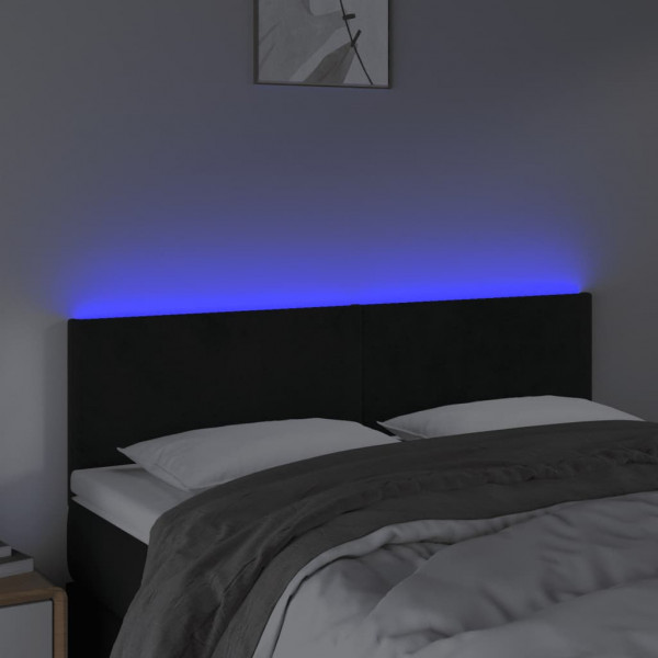 Cabecero con LED de terciopelo negro 144x5x78/88 cm M 3