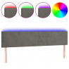 Cabeceira de cama c/luzes LED veludo 200x5x78/88cm cinza-escuro 2