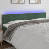 Cabecero con LED de terciopelo verde oscuro 200x5x78/88 cm 1