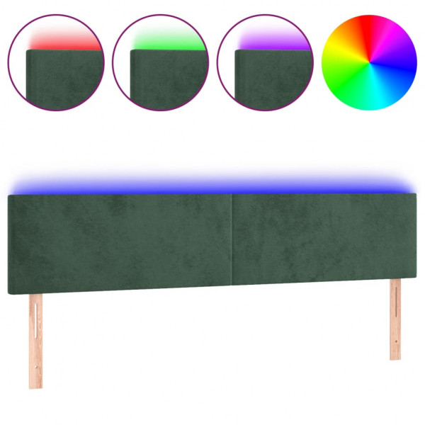 Cabecero con LED de terciopelo verde oscuro 200x5x78/88 cm M 2