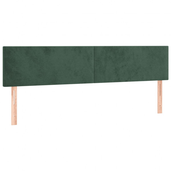 Cabeceira de cama c/luzes LED veludo 200x5x78/88cm verde-escuro M 4
