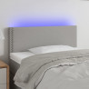 Cabeceira de cama c/ luzes LED tecido 90x5x78/88 cm cinza-claro 1