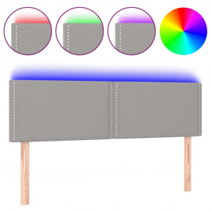 Cabecero con LED de tela gris claro 144x5x78/88 cm H