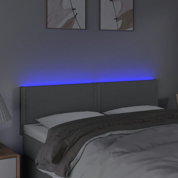 Cabeceira de cama c/ luzes LED tecido 144x5x78/88cm cinza-claro M 3