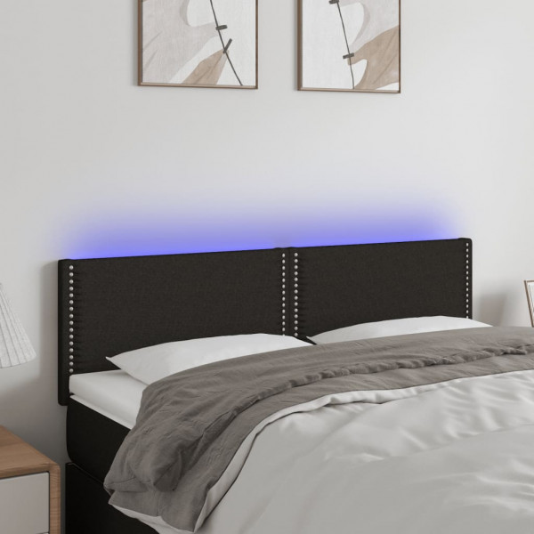 Cabecero con LED de tela negro 144x5x78/88 cm D