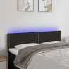 Cabecero con LED de tela negro 144x5x78/88 cm 1