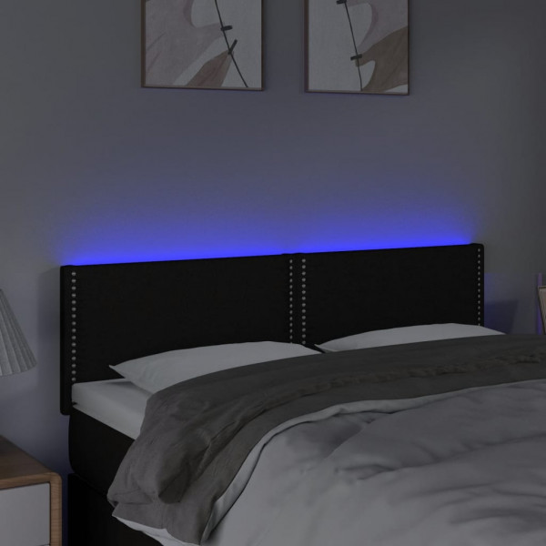Cabeceira de cama c/ luzes LED tecido 144x5x78/88 cm preto M 3