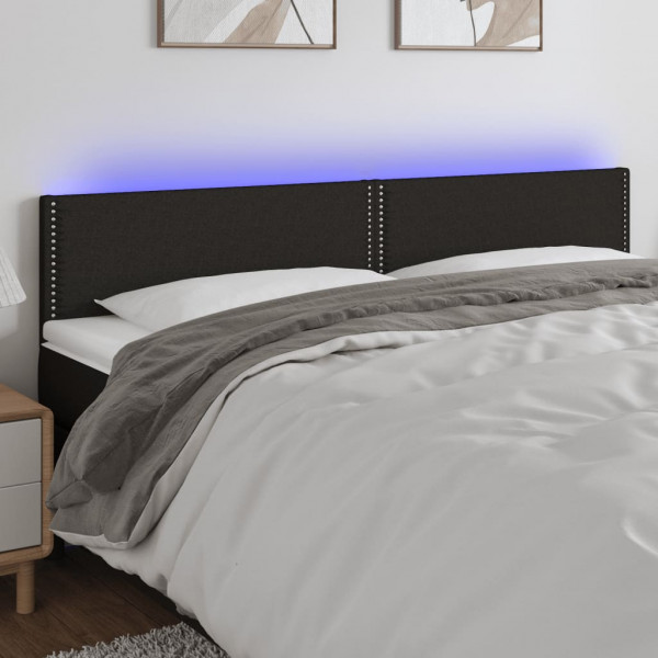 Cabecero con LED de tela negro 180x5x78/88 cm D