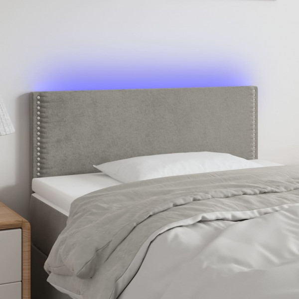 Cabecero con LED de terciopelo gris claro 80x5x78/88 cm D