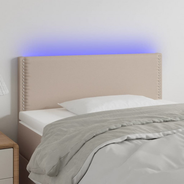 Cabecero con LED cuero sintético color capuchino 80x5x78/88 cm D