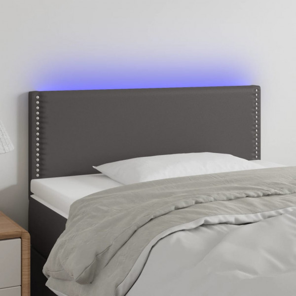 Cabecero con LED cuero sintético gris 100x5x78/88 cm D