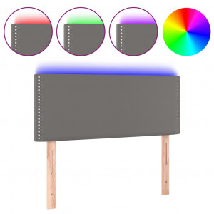 Cabecero con LED cuero sintético gris 100x5x78/88 cm H