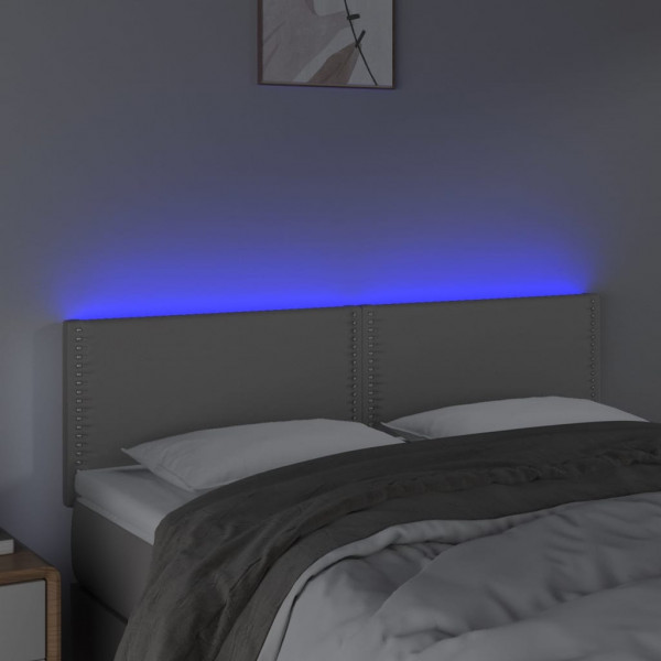 Cabeceira cama c/ LED 144x5x78/88cm couro artificial cinzento M 3