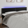 Cabeceira de cama c/ LED couro artificial 180x5x78/88 cm preto 1