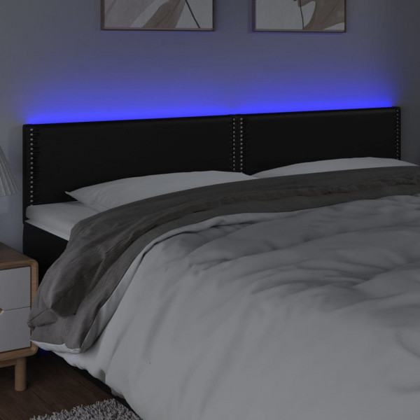 Cabecero con LED cuero sintético negro 180x5x78/88 cm M 3